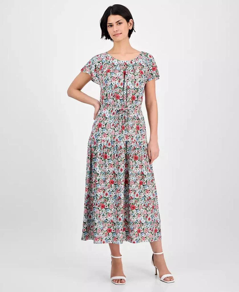 Nautica Jeans Women's Floral-Print Flutter-Sleeve Maxi Dress 1