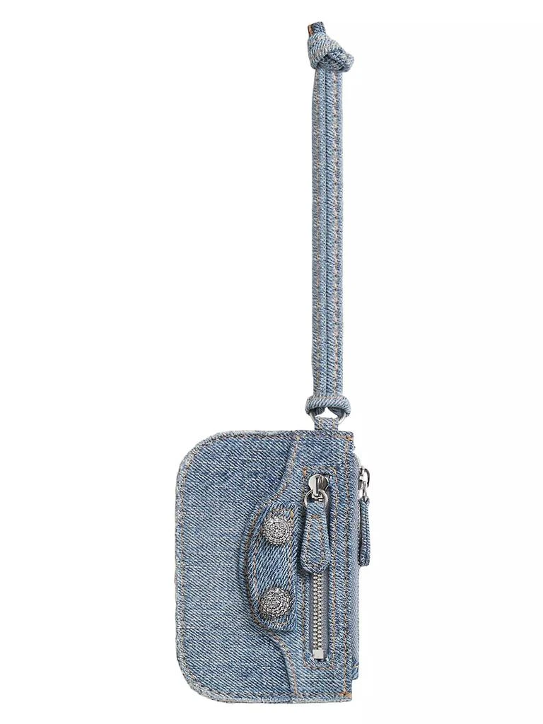 Balenciaga Le Cagole Coin Purse Denim With Rhinestones 1