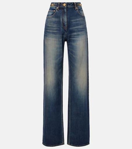 Versace Distressed high-rise wide-leg jeans 1