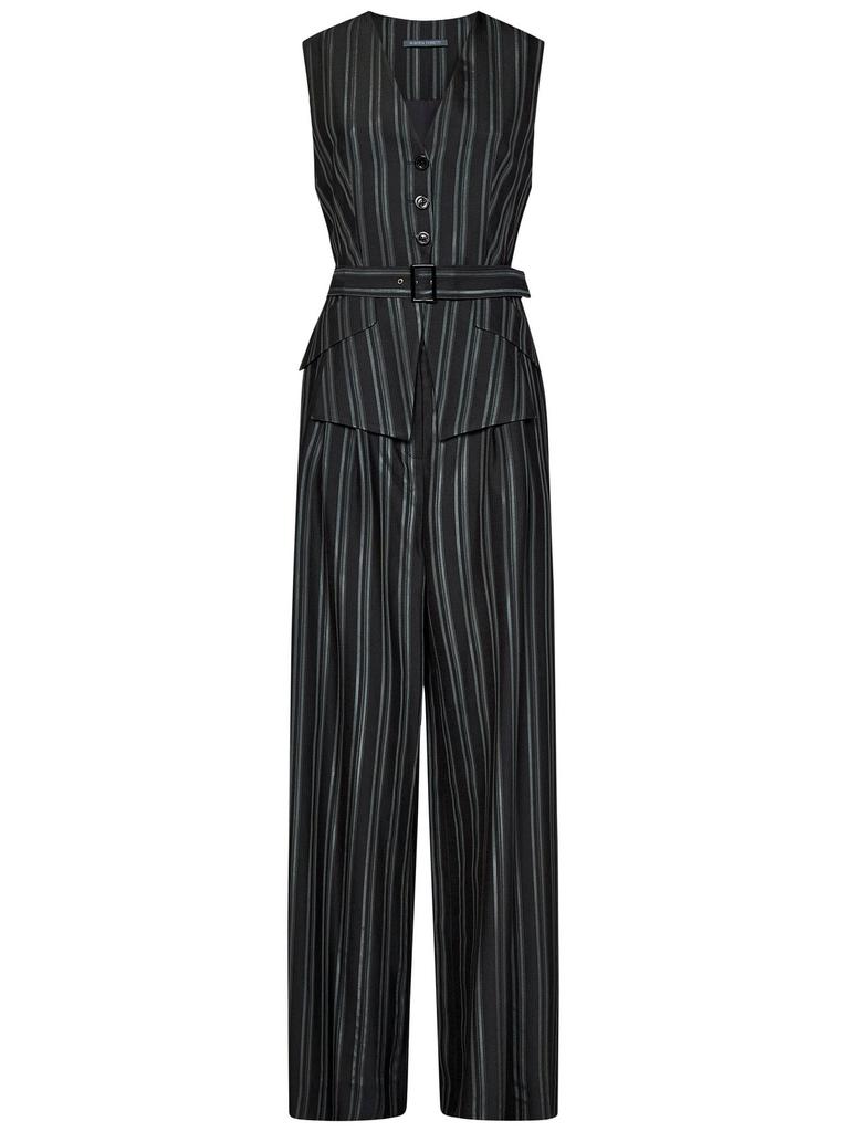 オールインワン・サロペット A FERRETTI Black acetate blend jumpsuit Alberta Ferretti Jumpsuits and Overalls - Dresses & Skirts