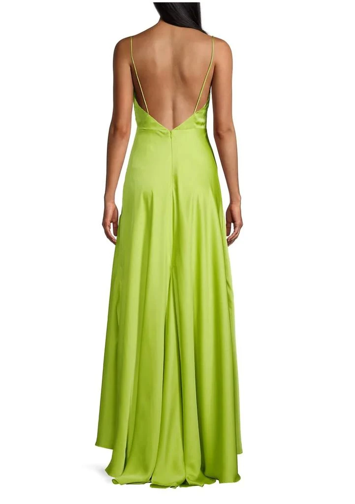 Fame and Partners Emerie Satin Strappy Gown In Charmeuse Green 2