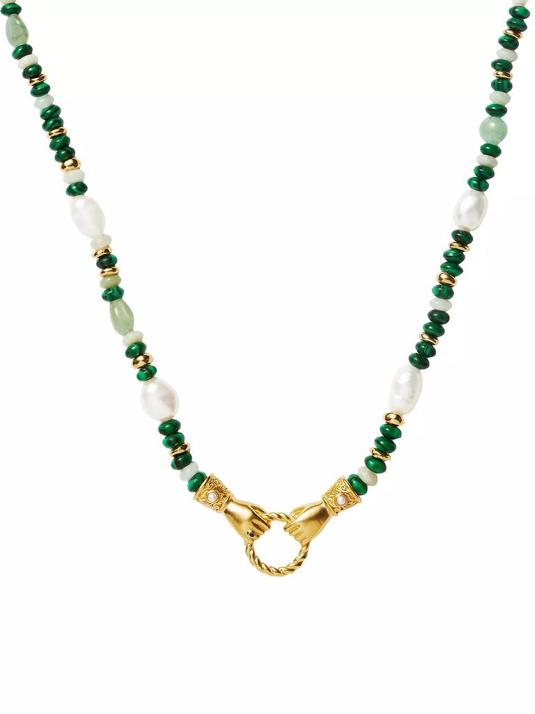 Missoma Harris Reed x Missoma In Good Hands 18K Gold-Plate, Pearl, Amazonite & Malachite Necklace