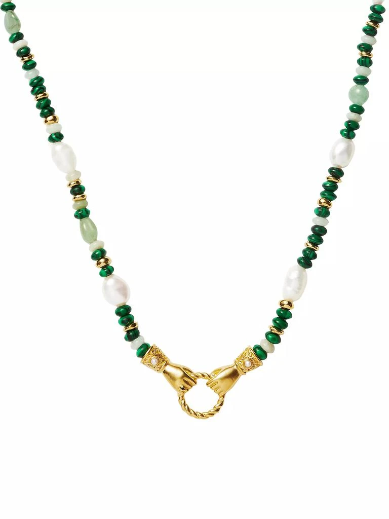 Missoma Harris Reed x Missoma In Good Hands 18K Gold-Plate, Pearl, Amazonite & Malachite Necklace 2