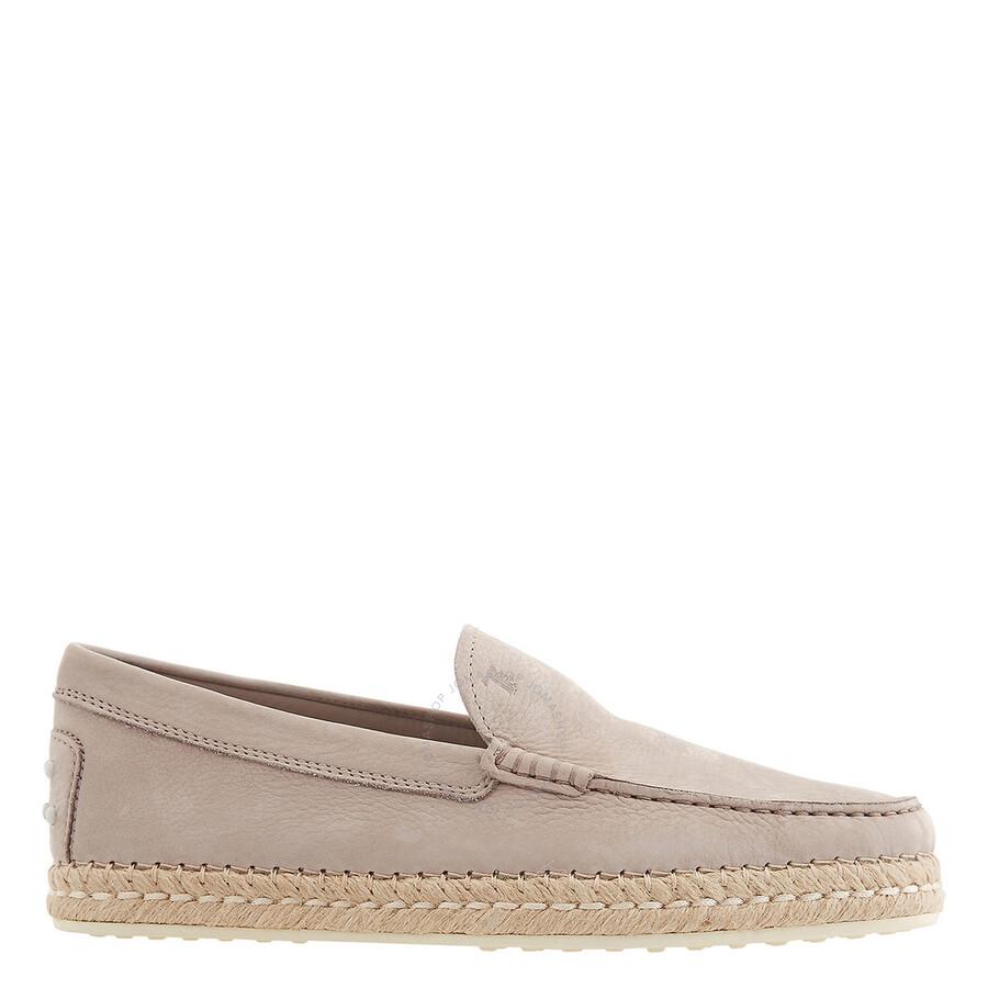 Tods Men's Beige Nubuck Leather Slip Ons