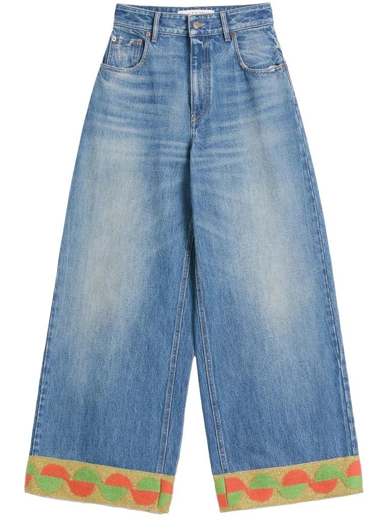 Valentino Jacquard-trim jeans 1