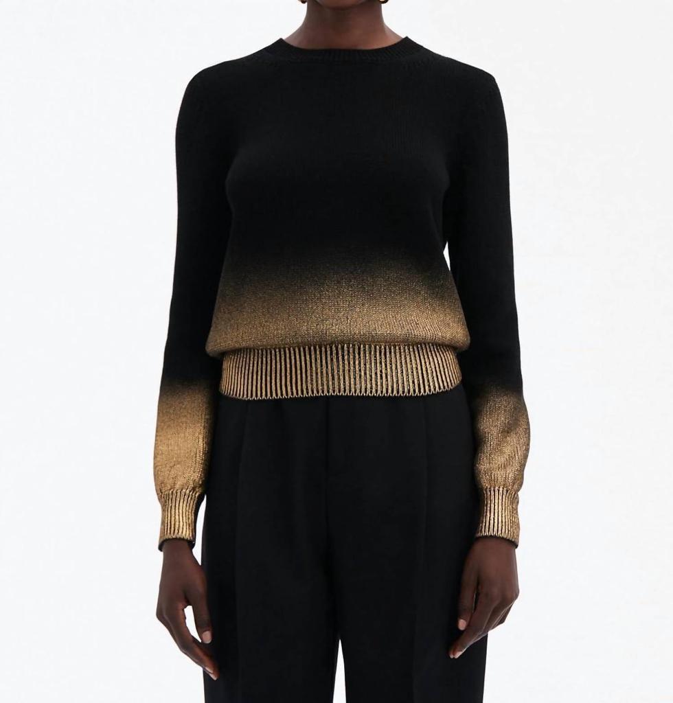 Oscar de la Renta Oscar De La Renta - Long Sleeve Gold Foil Sweater