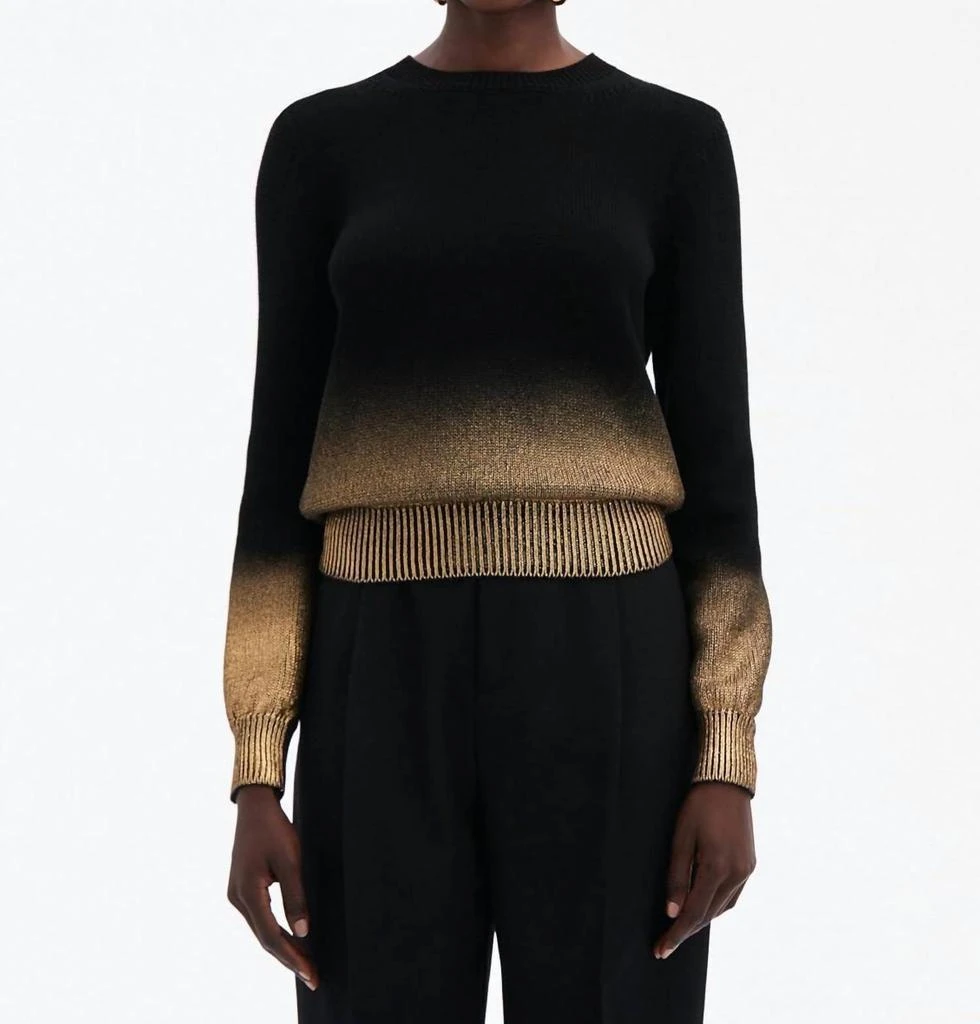 Oscar de la Renta Oscar De La Renta - Long Sleeve Gold Foil Sweater 1