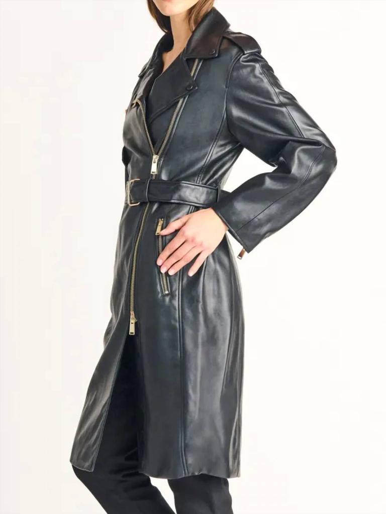 Dex Dex - Belted Faux Leather Coat