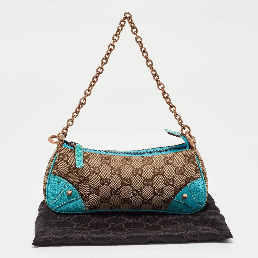Gucci Gucci Beige/Blue GG Canvas and Leather Baguette Bag 12