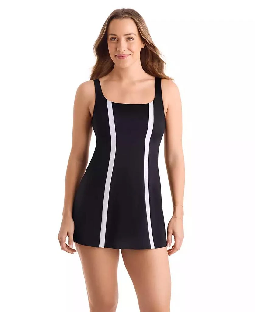 ShapeSolver Women
s Scoop Neck One-Piece Swim Dress