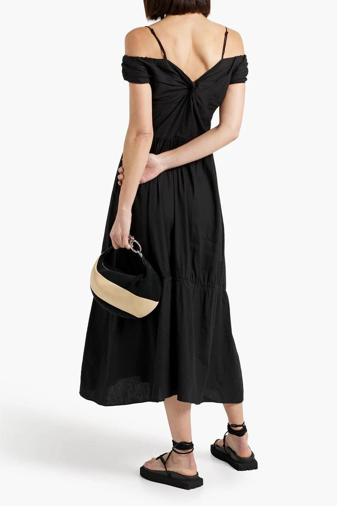 Vince Cold-shoulder twist-front linen-blend midi dress 3