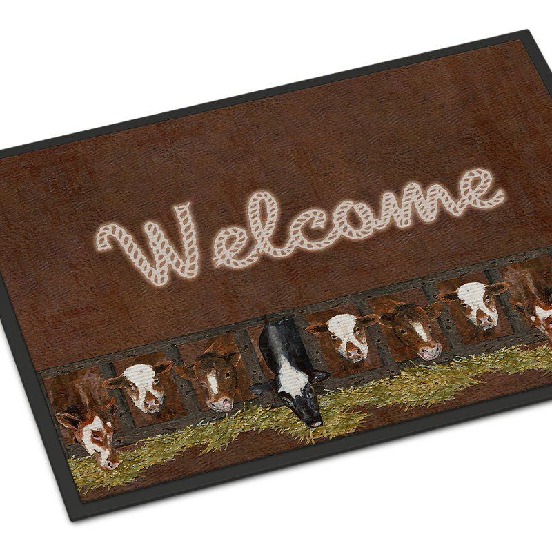 Caroline's Treasures 24 in x 36 in Welcome Mat with Cows Door Mat Indoor/Outdoor