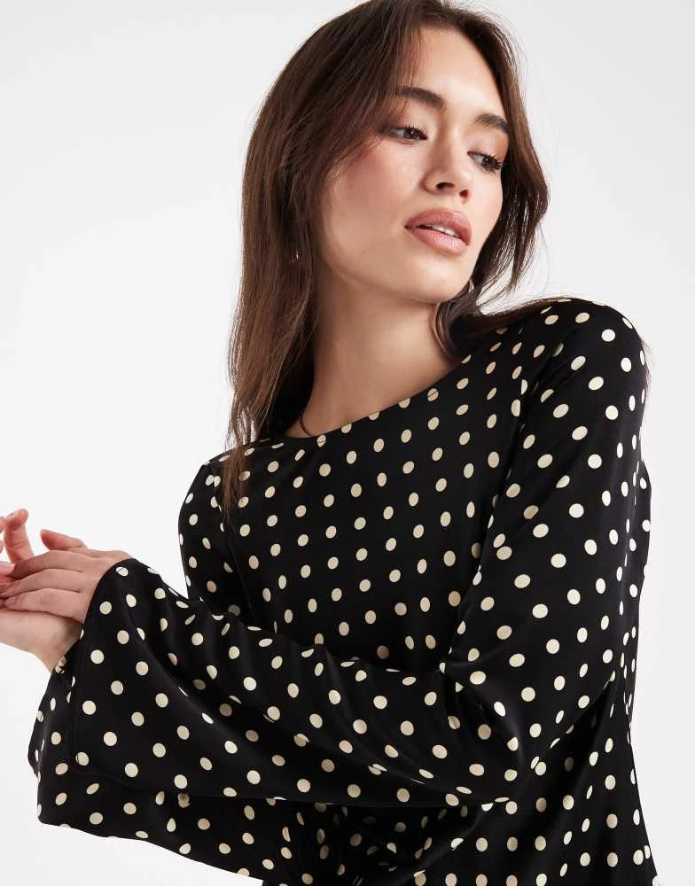 Brave Soul Brave Soul long sleeve polka dot mini dress in black - Dresses &  Skirts - BeyondStyle