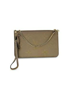 Louis Vuitton Louis Vuitton Pochette Empreinte Beige Leather Clutch Crossbody Bag From Neverfull W/Added Chain Preowned 1