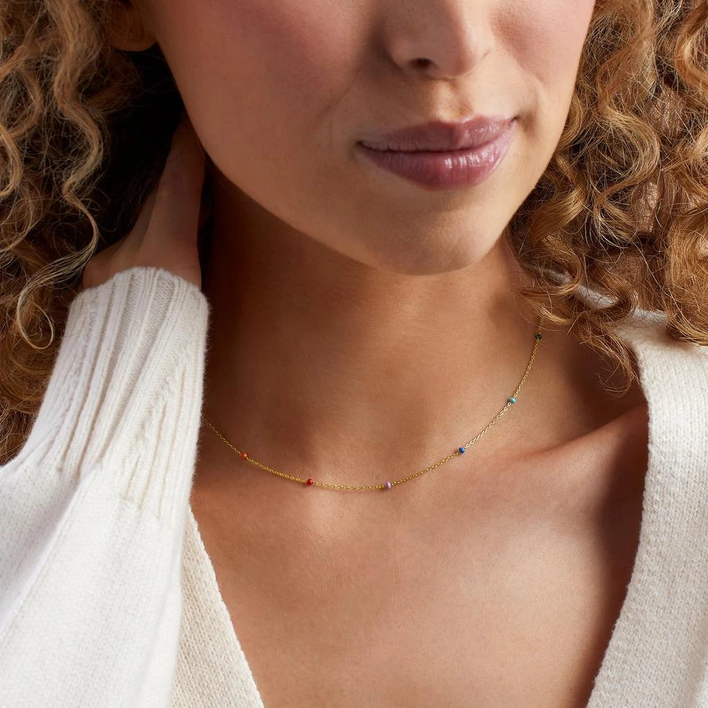 RS Pure RS Pure by Ross-Simons Italian Rainbow Enamel Bead Station Necklace in 14kt Yellow Gold 3