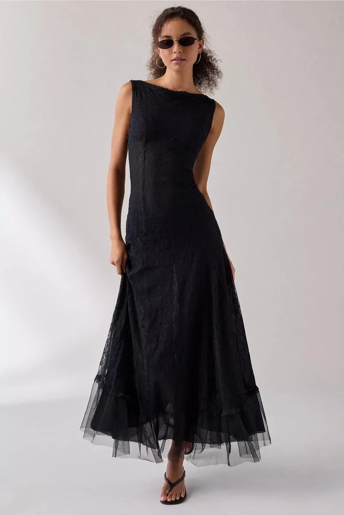 UO Like A Dream Reversible Sheer Lace Scoop Slip Maxi Dress