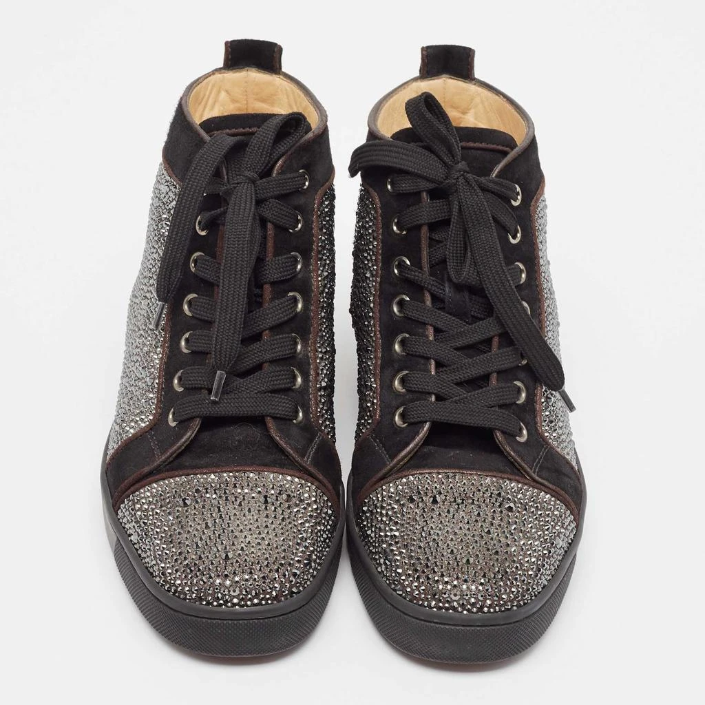 Christian Louboutin Christian Louboutin Black Suede Crystal Embellished Louis High Top Sneakers Size 39 3