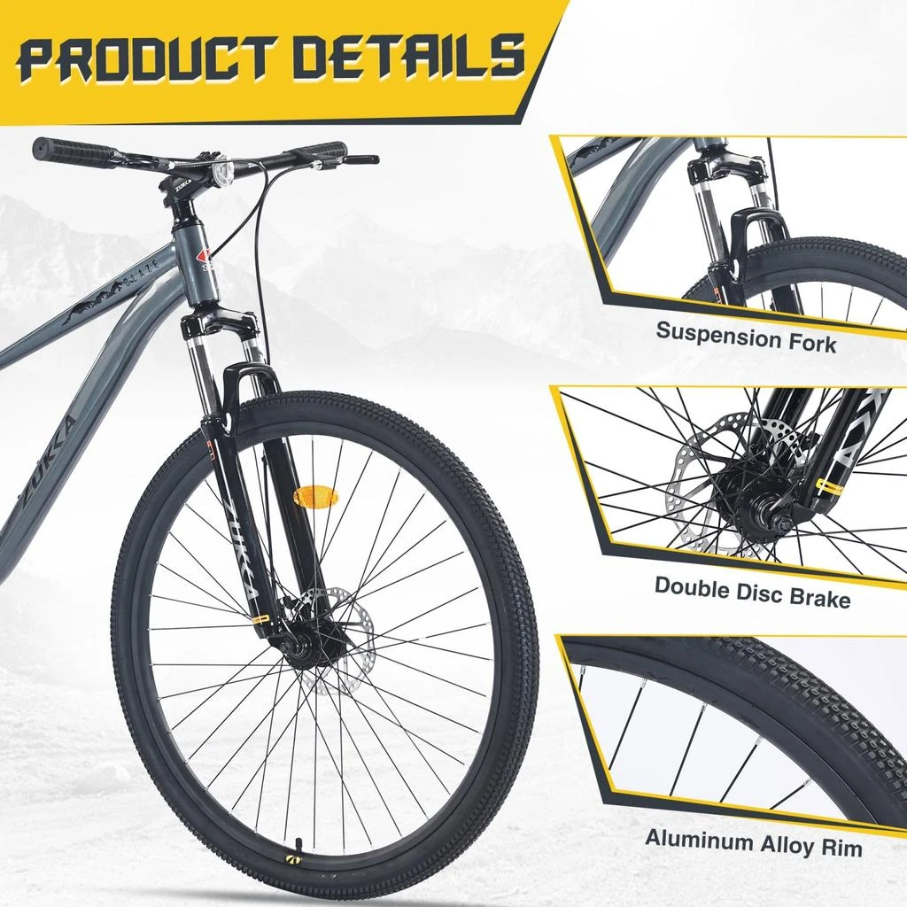 Streamdale Furniture Streamdale 29 Inch Wheels Single Speed Mountain Bike, for Men Women Boys and Girls, Front Suspension, Steel Frame 4