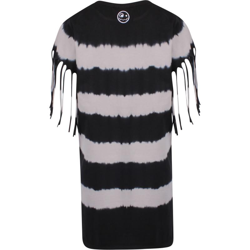 Loud Apparel Tie dye cotton jersey dress with eyes print in black and grey