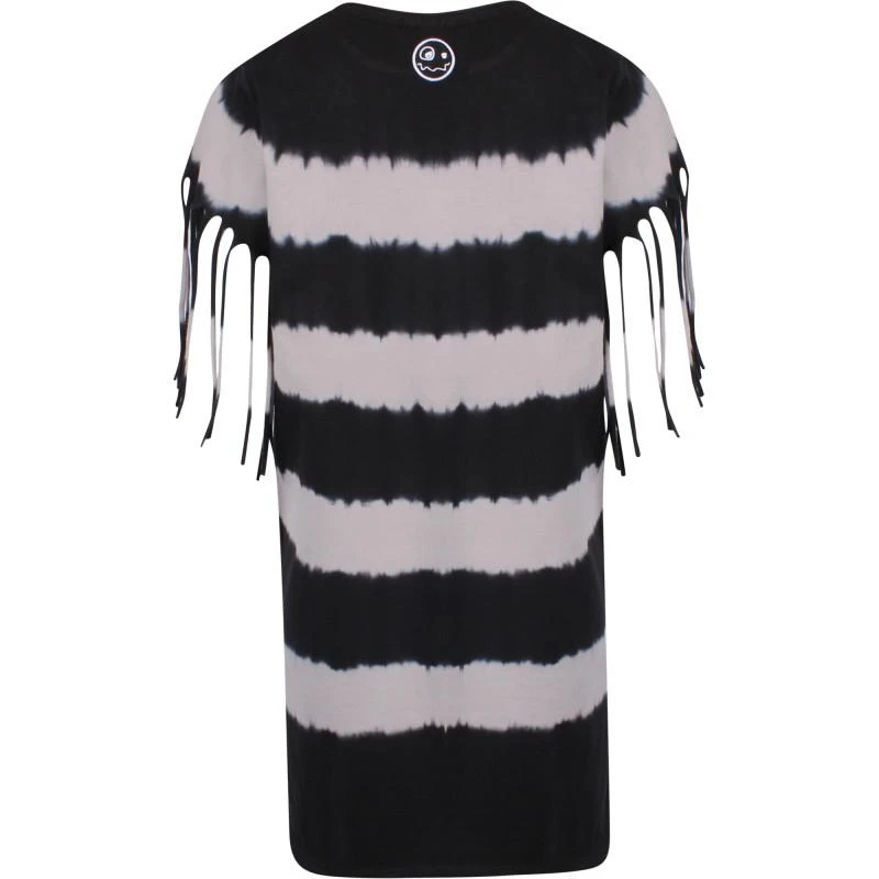 Loud Apparel Tie dye cotton jersey dress with eyes print in black and grey 2