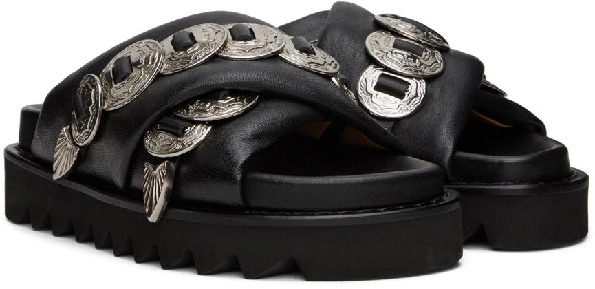 Toga Pulla SSENSE Exclusive Black Cross Strap Flat Sandals 4