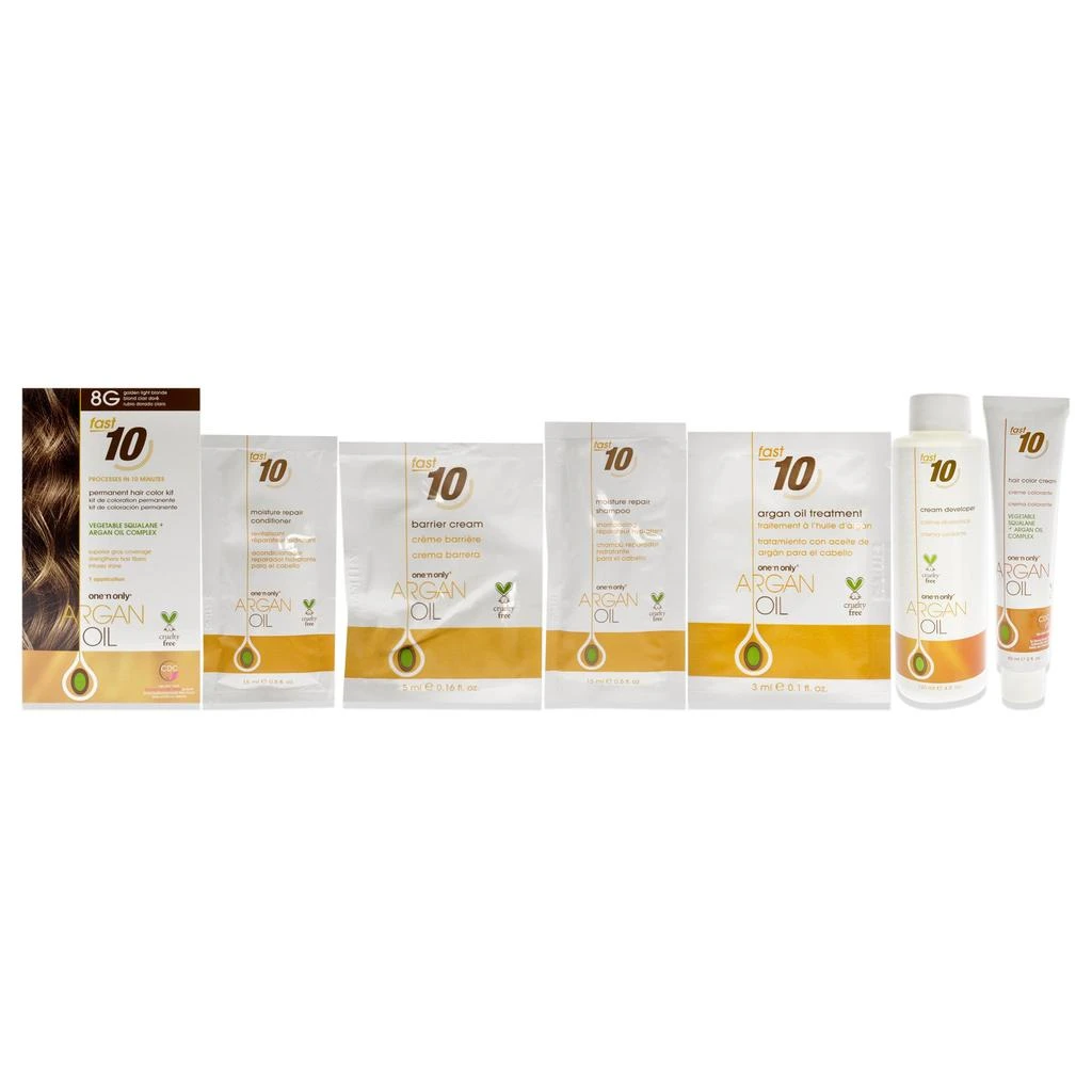 One n Only Argan Oil Fast 10 Permanent Hair Color Kit - 8G Golden Light Blonde by  for Unisex - 1 Pc Hair Color 1