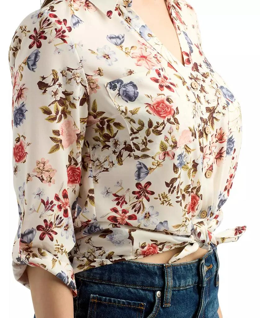 BCX Juniors' Tie-Hem Floral-Print Shirt 3