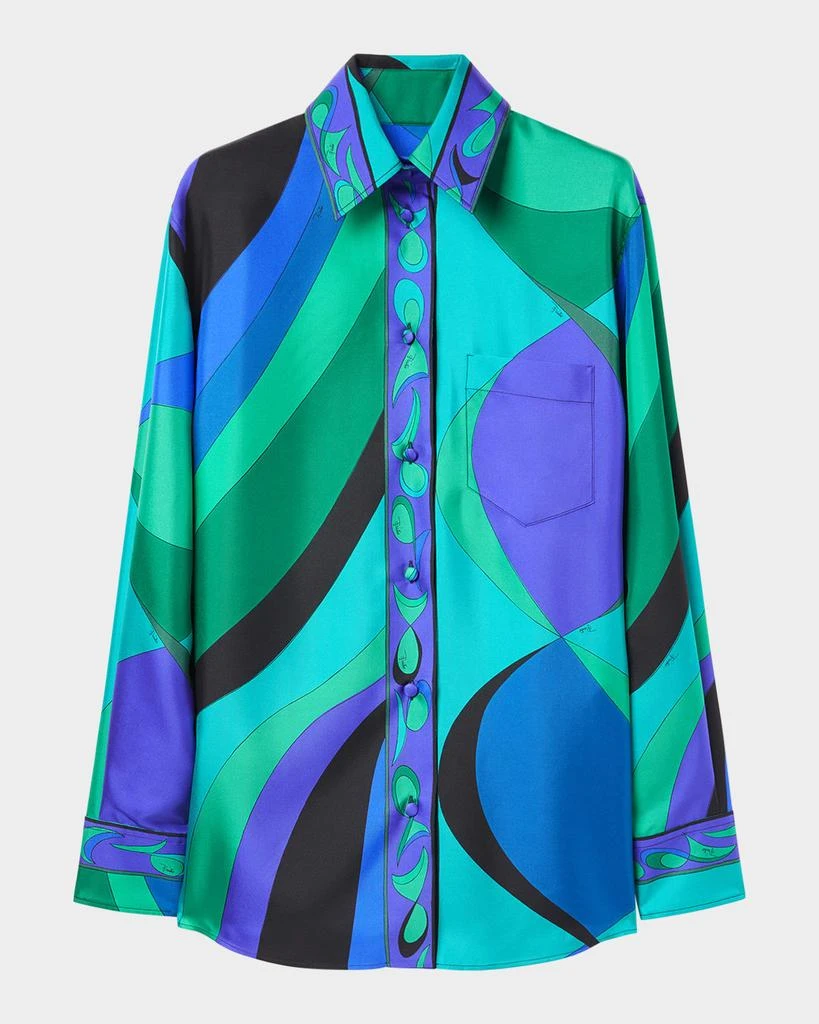 EMILIO PUCCI Pesci-Print Silk Twill Button-Down Blouse 1