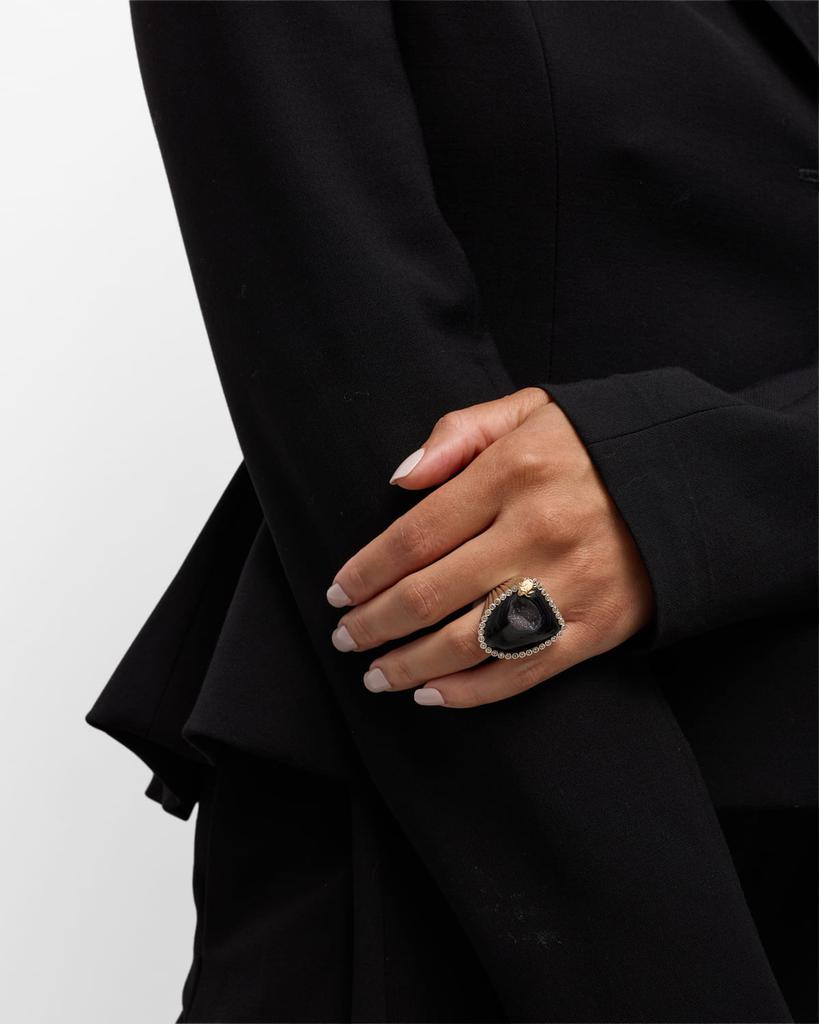 Stephen Dweck Black Druzy and Champagne Diamond Ring