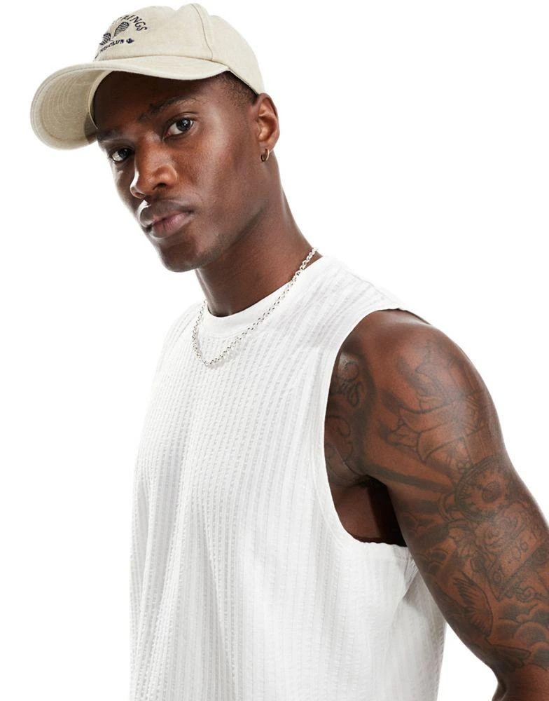 ASOS ASOS DESIGN cropped seersucker tank in white 1
