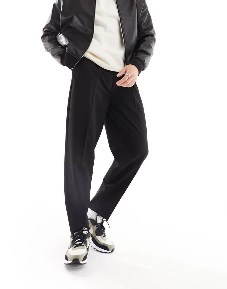 ASOS ASOS DESIGN smart oversized tapered fit trousers in black 1