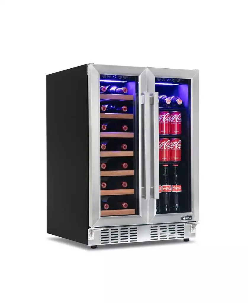 Newair 24" Stainless Steel Dual-Zone Wine and Beverage Cooler, Built-In or Freestanding