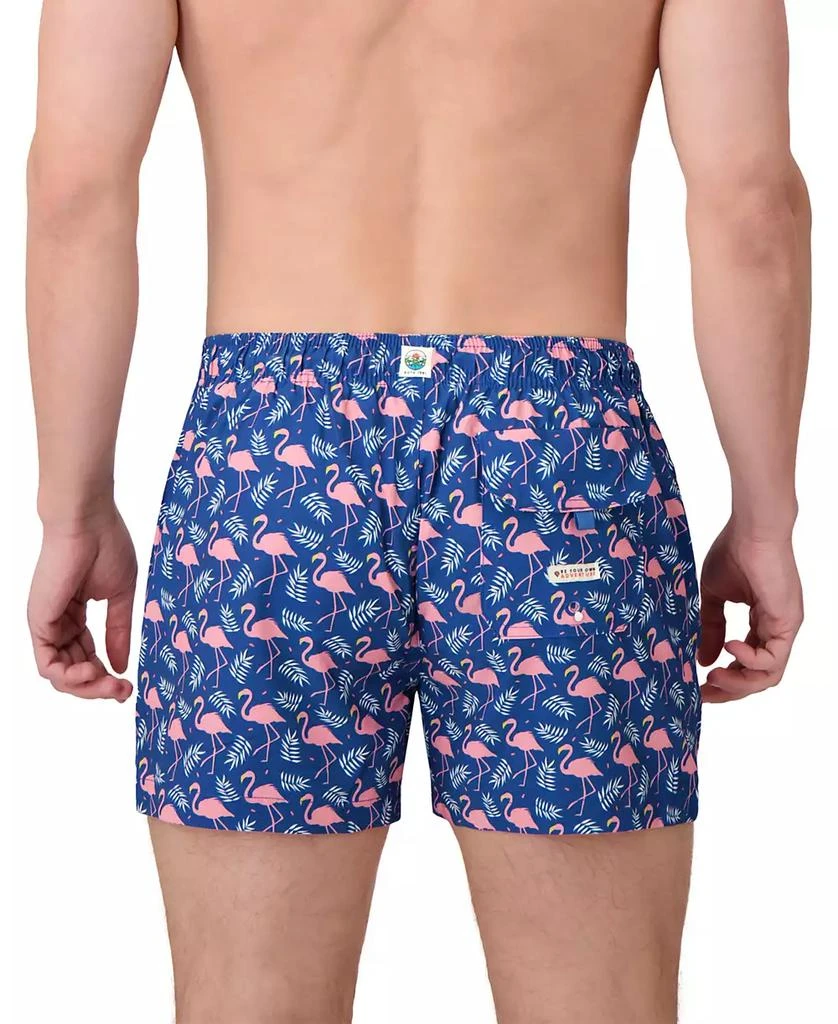 Sunset and Vines Men's Flamingo-Pattern Woven Swim Trunks 3