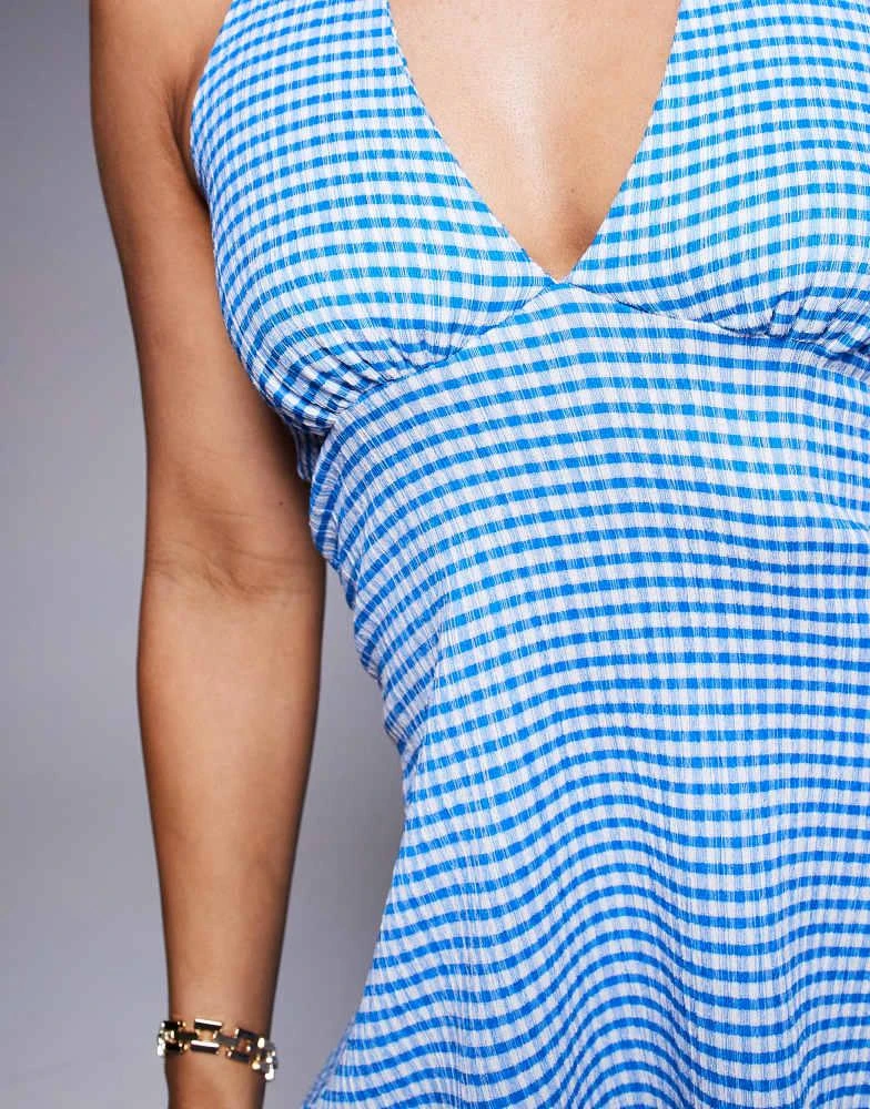 River Island River Island gingham mini dress in blue 4