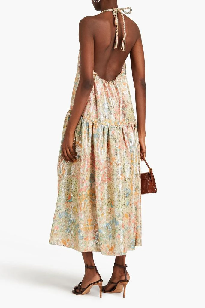 Ulla Johnson Tyra floral-print metallic fil coupé halterneck maxi dress 3
