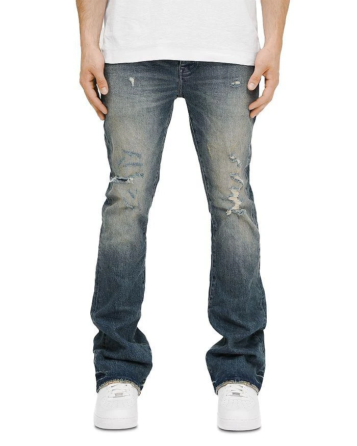 Purple Brand Distressed Flare Jeans in Mid Indigo 1