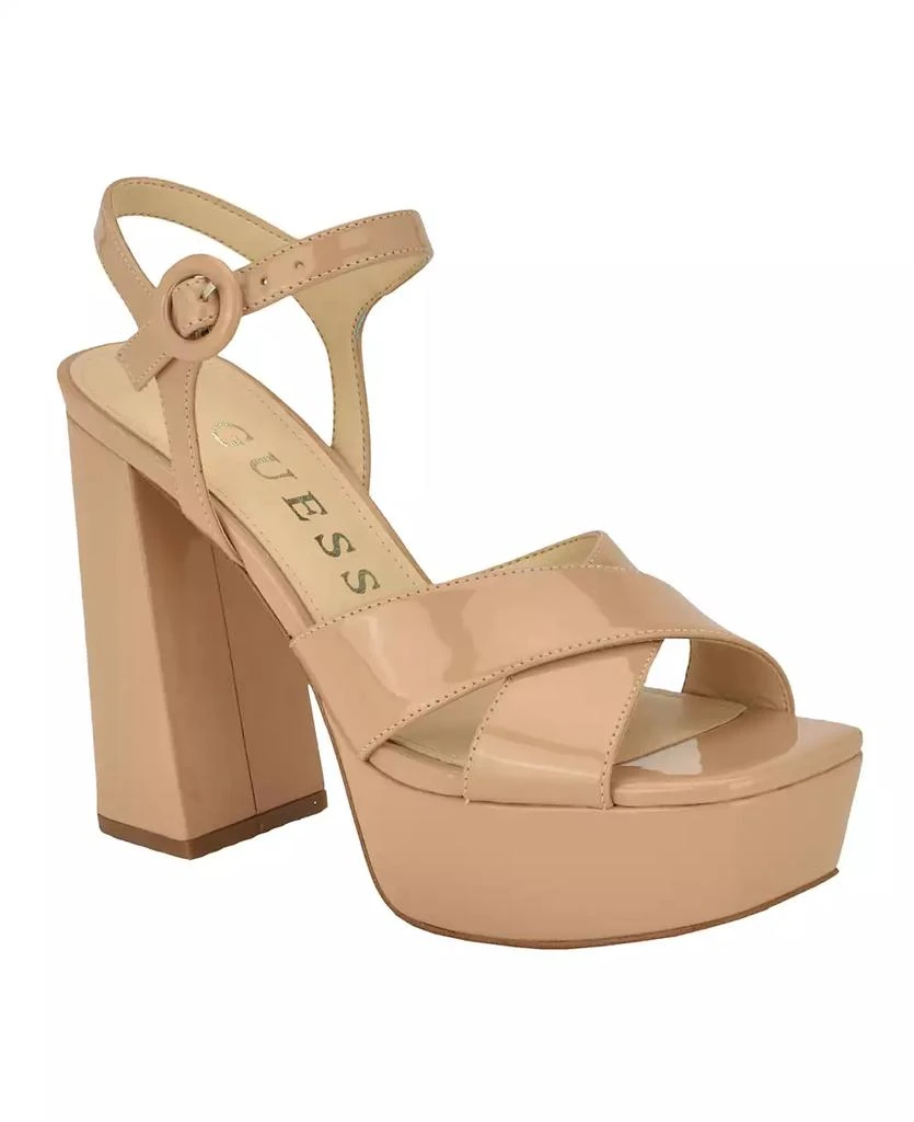 GUESS Women's Vallenn Platform Block Heel Dress Sandals 1