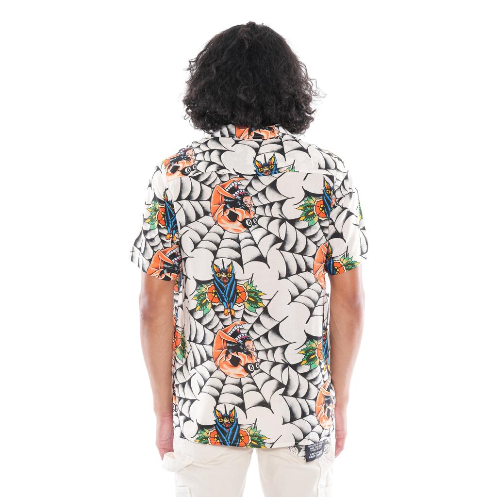 Cult Of Individuality Yakuza Short Sleeve Woven Shirt In Cream