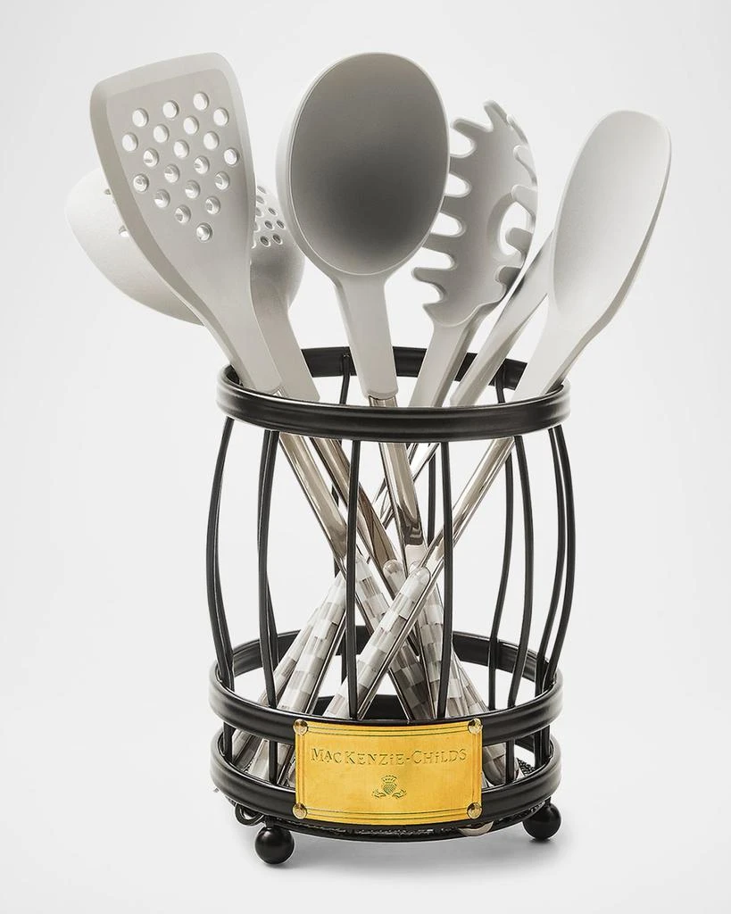 MacKenzie-Childs Sterling Check Utensil Caddy Set 1