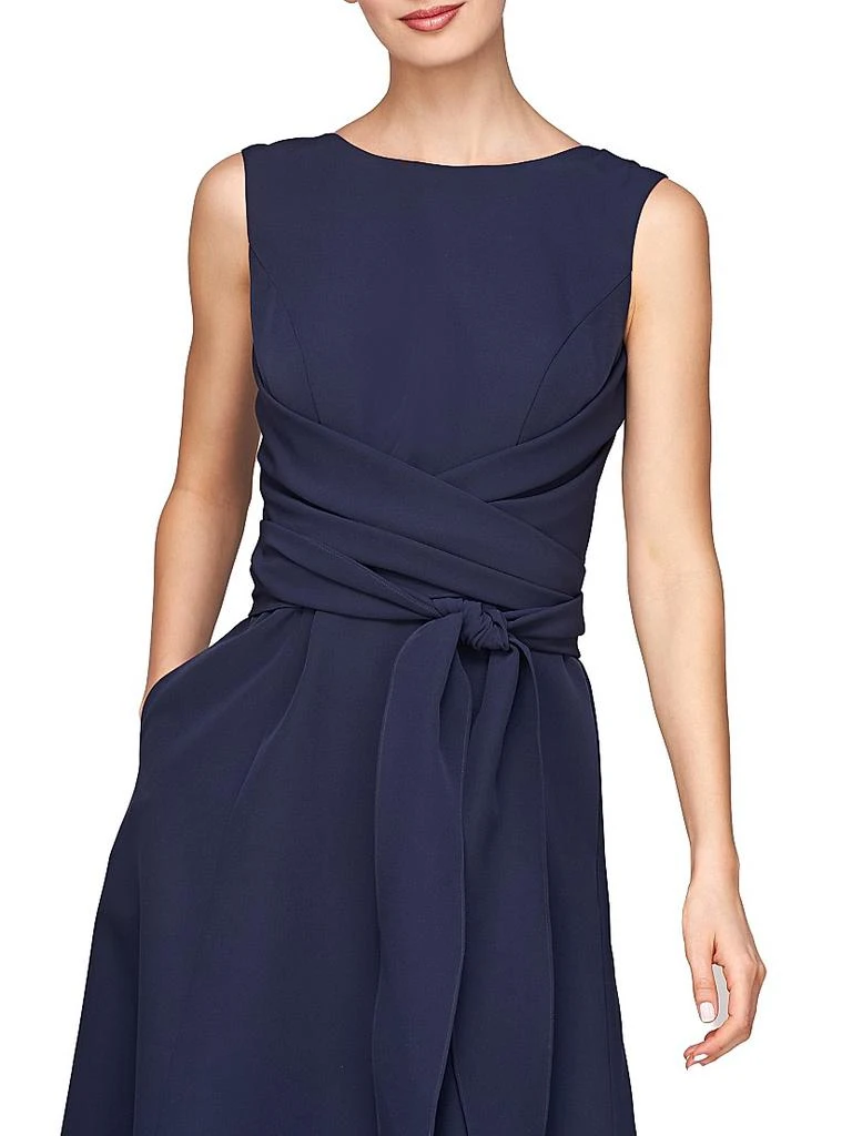 Kay Unger Josette Wrap Sash Midi-Dress 5
