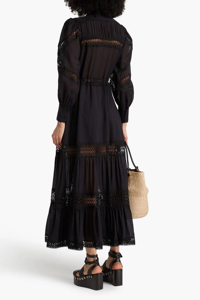 Charo Ruiz Ibiza Ileana guipure lace-trimmed cotton-blend voile maxi shirt dress 3