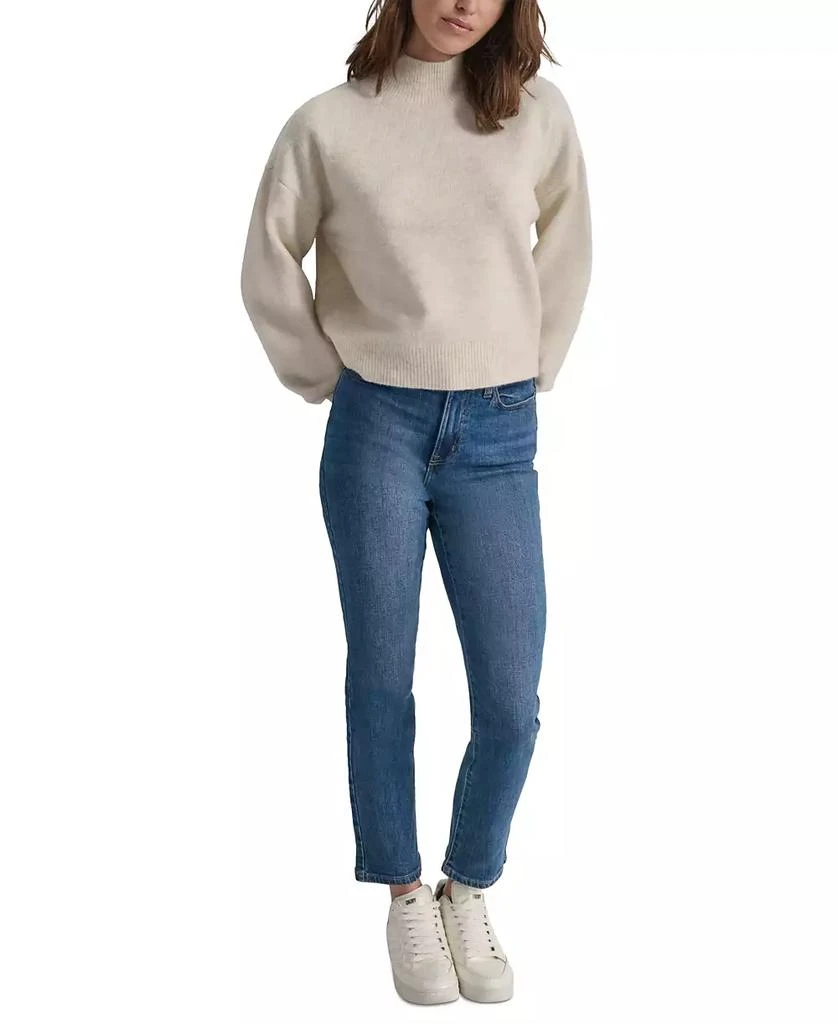 DKNY Women's Petite Mock Neck Boxy Cropped Sweater 5