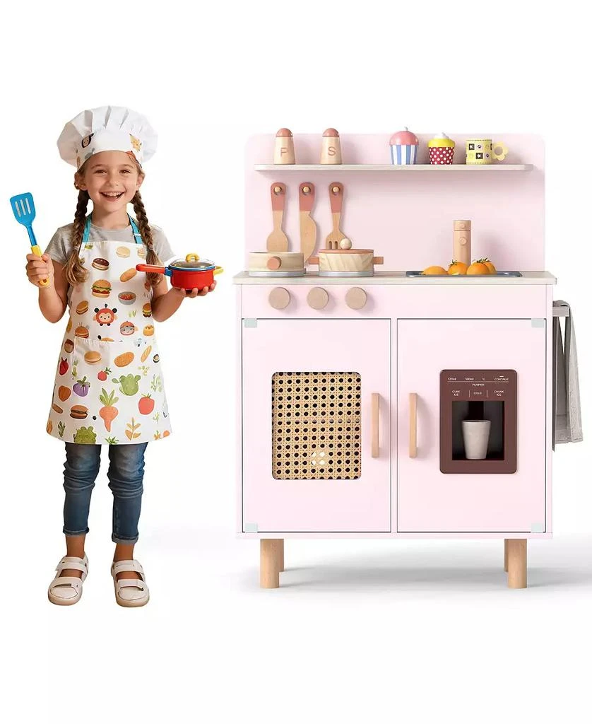 Mecale Wooden Pretend Kitchen Playset with Realistic Ice Maker, Fun Interactive Toy 9