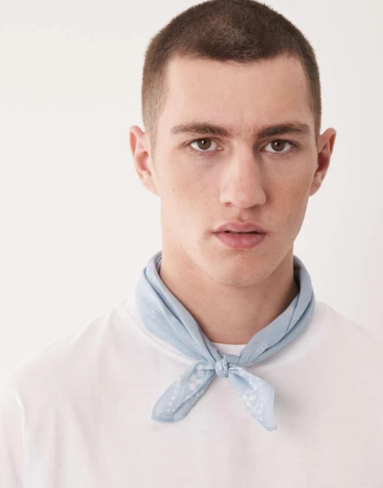 ASOS ASOS DESIGN paisley and checkerboard cotton bandana in blue