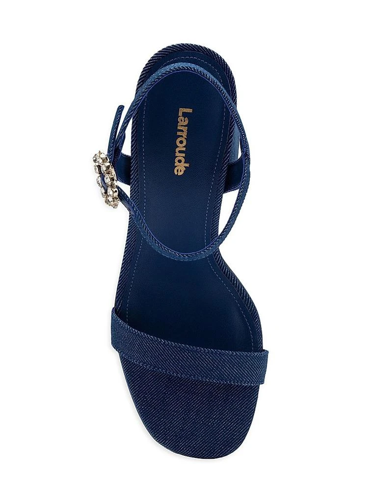 Larroudé Selena 105MM Denim Block-Heel Sandals 5