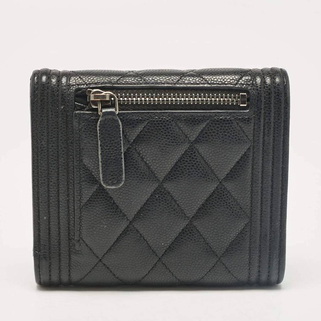 Chanel Chanel Black Caviar Quilted Leather Boy Trifold Wallet 5