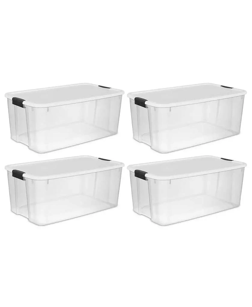 Sterilite 116 Quart Clear Stackable Latching Storage Box Containers, 4 Pack