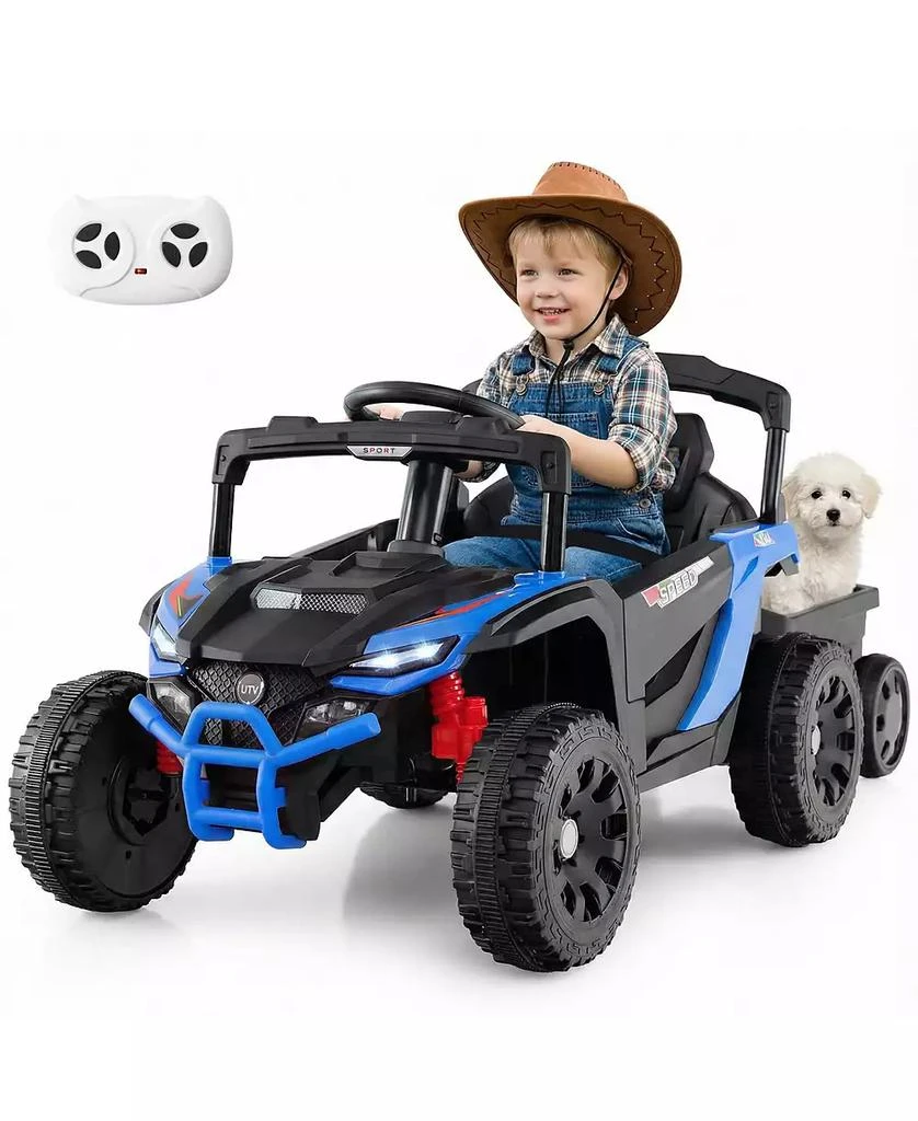 Mecale 12V Battery Powered Ride On Tractor with Parent Remote Control-Black