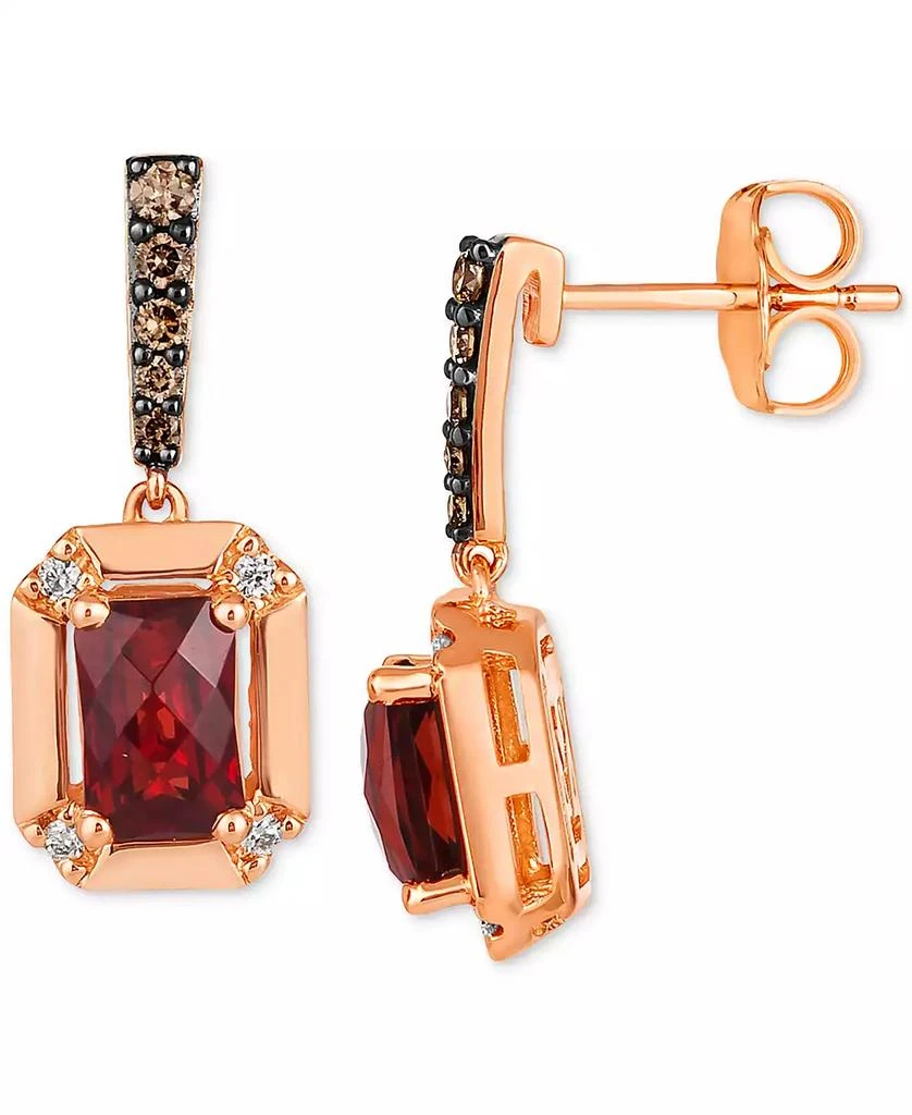 Le Vian Pomegranate Garnet (1-1/6 ct. t.w.) 
Diamond (1/6 ct. t.w.) Drop Earrings in 14k Rose Gold 2