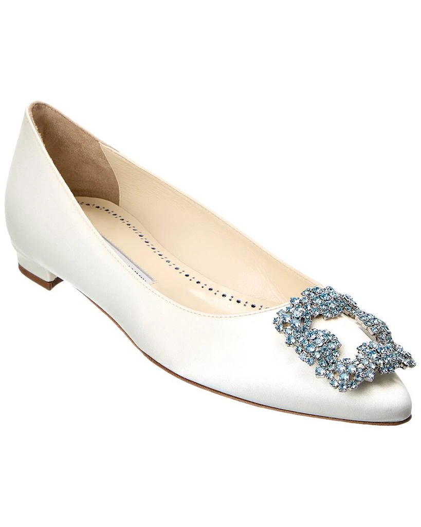 Manolo Blahnik Hangisi Bridal Satin Flat 1